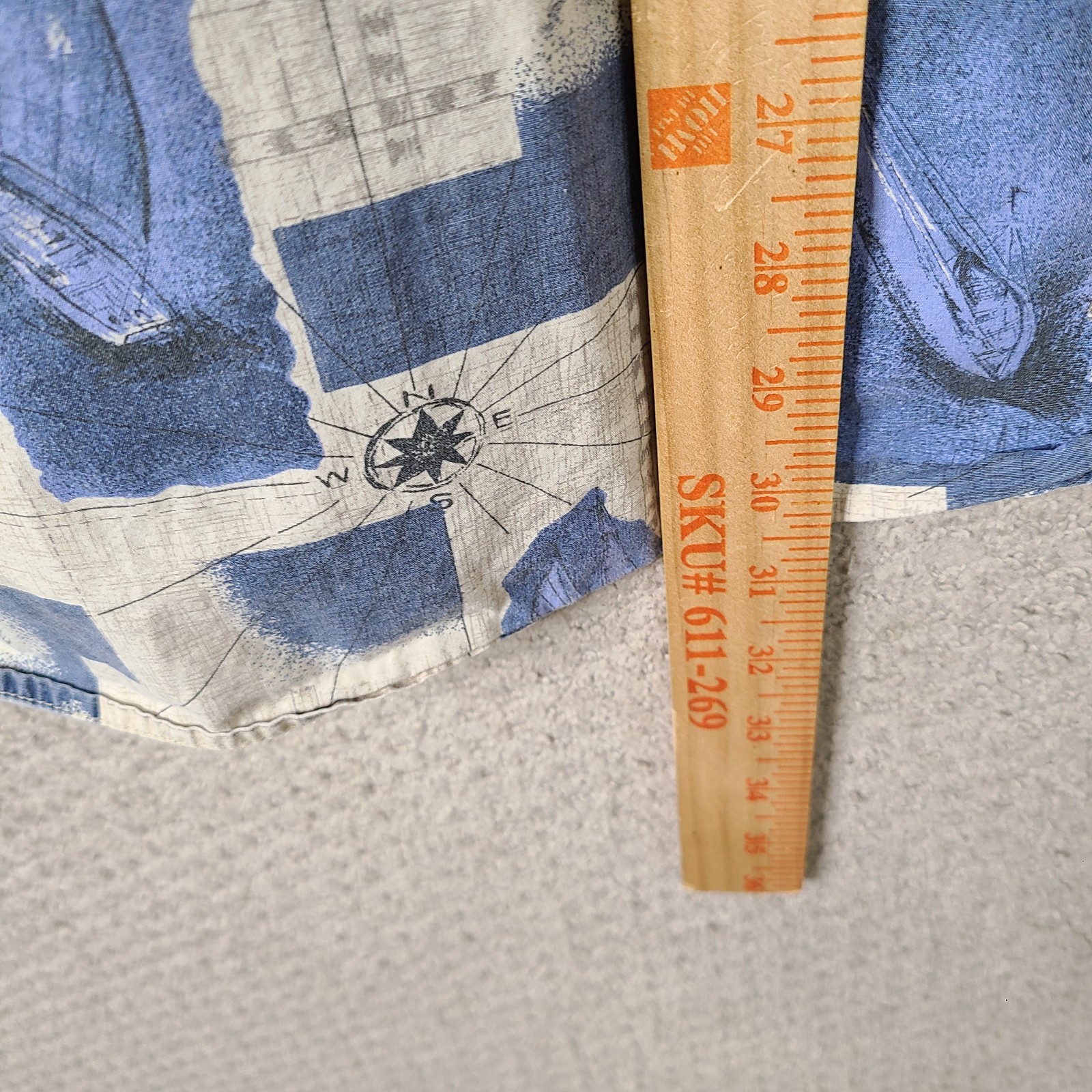 Vintage Regatta Shirt Mens L Beige Blue Button Down Sailing Nautical Boat Print