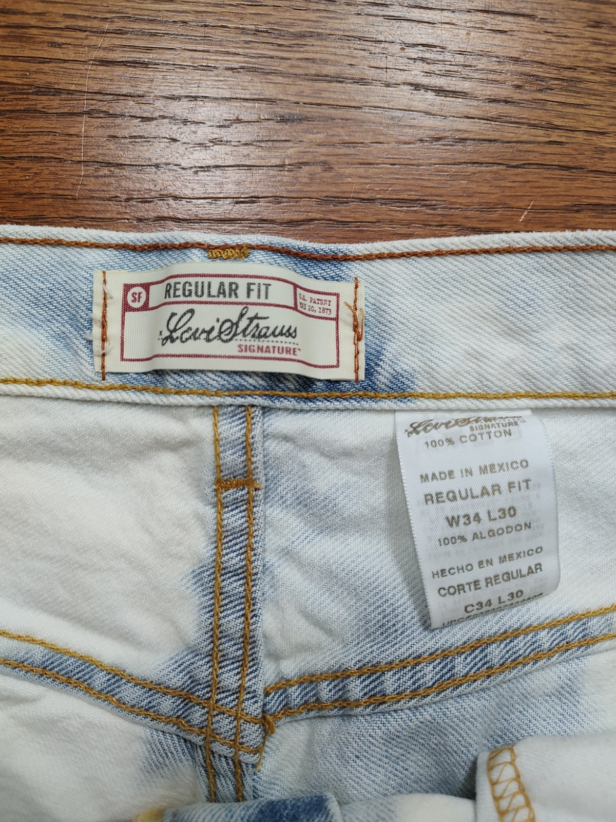 Vtg Levi’s Strauss Bleached Indigo Jeans Regular Straight Distressed Mens 34×30