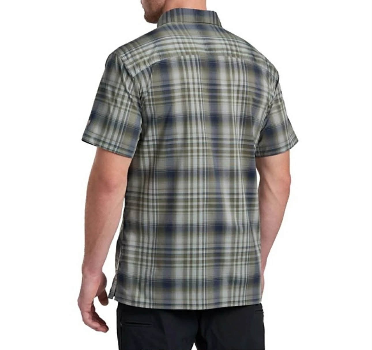 Kuhl Mens Response Green Olive Night Plaid Button Down Shirt Medium Eluxurlite