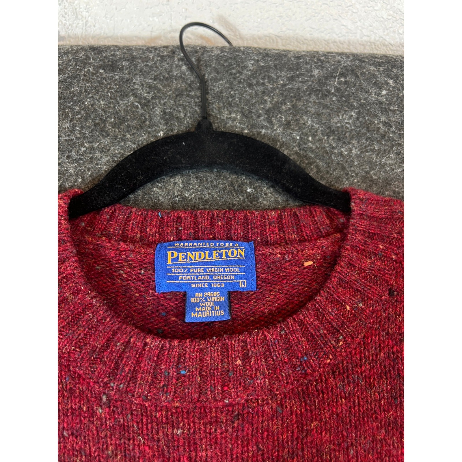 VINTAGE Pendleton Sweater Mens Large Red Crewneck Virgin Wool Minimalist Preppy