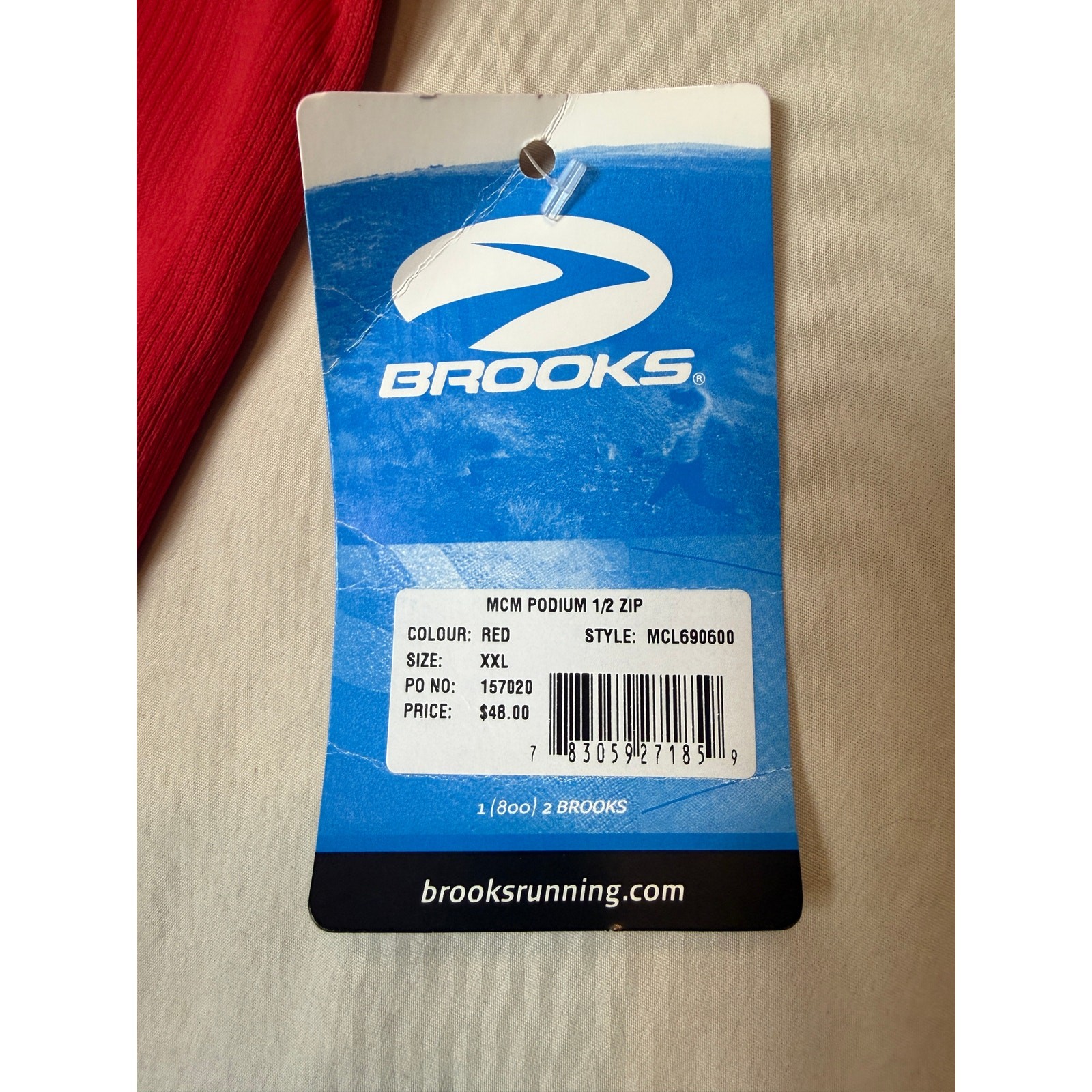 Mens Brooks MCM Podium 1/2 Zip Red Pullover XXL NWT