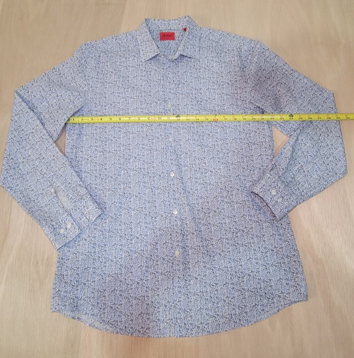 Hugo Boss Slim Fit Floral Button Up Shirt Mens 17 43 Blue Long Sleeve Cotton
