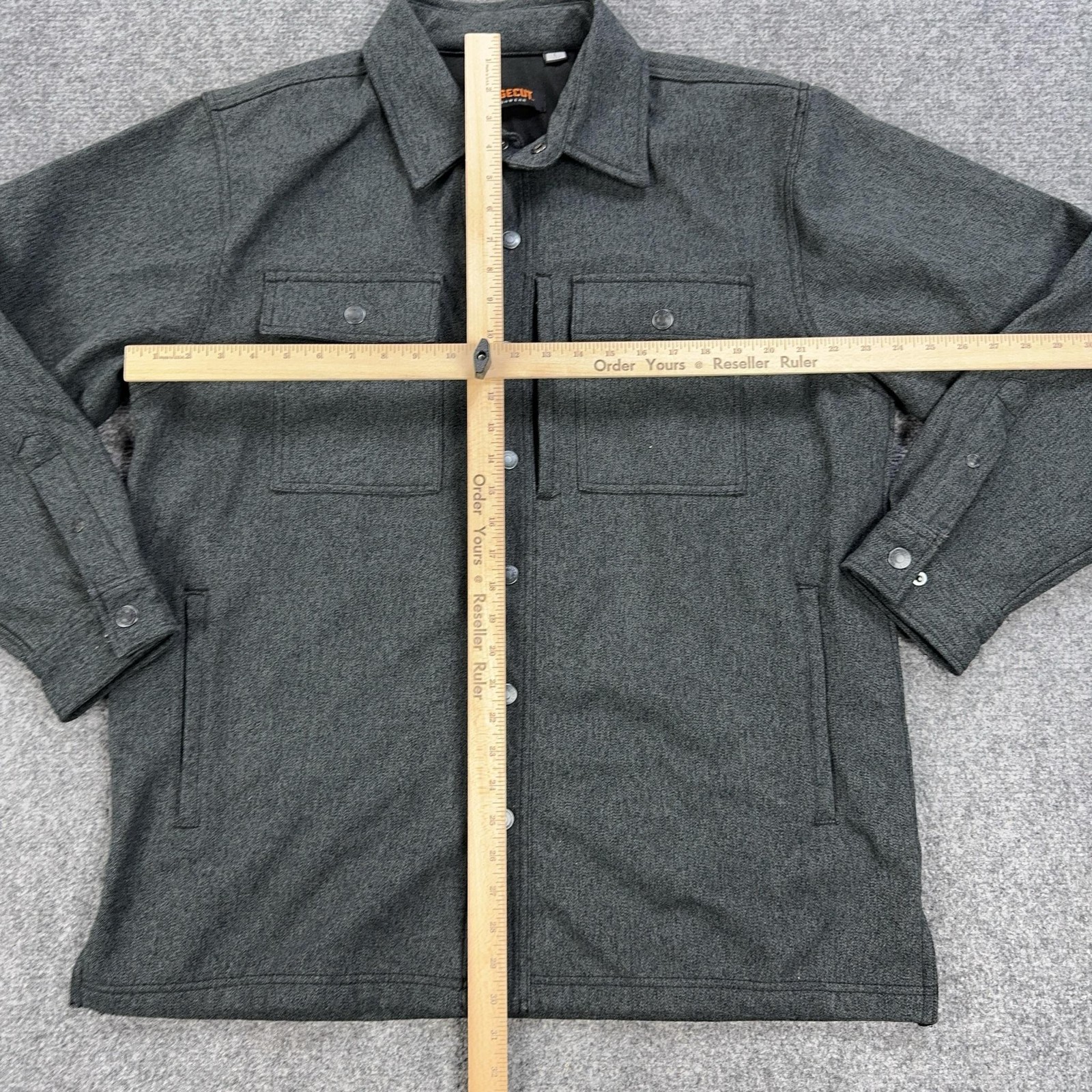 Ridgecut Jacket Mens Large Gray Cotton Lined Snap Front Workwear Outdoor