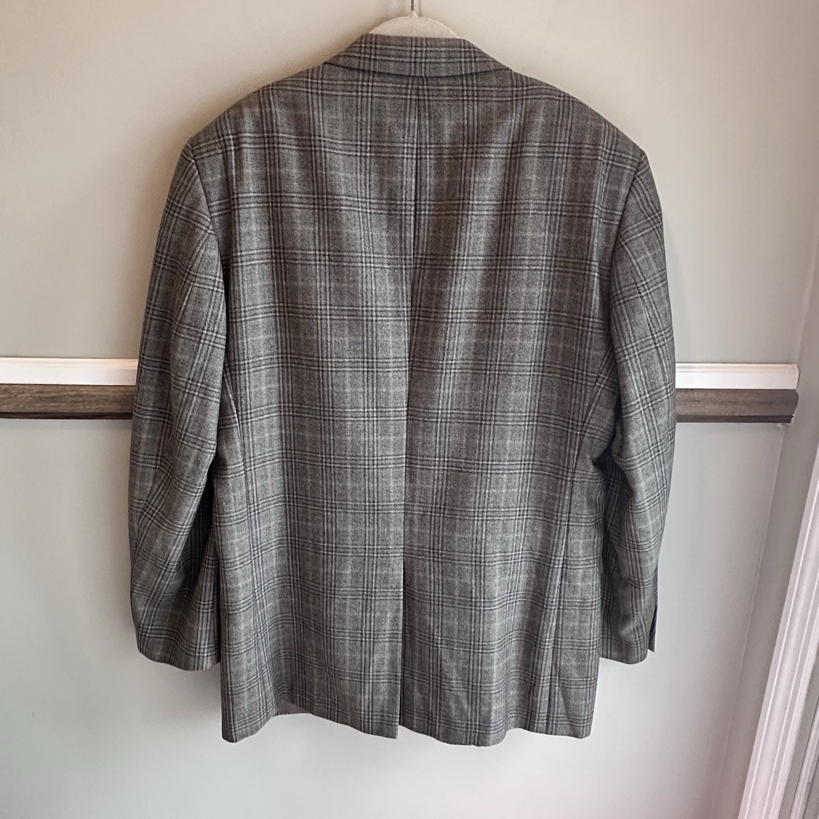 Jos A Bank Tan Glen Plaid 100% Wool Blazer Sport Coat Men’s Sz 44L