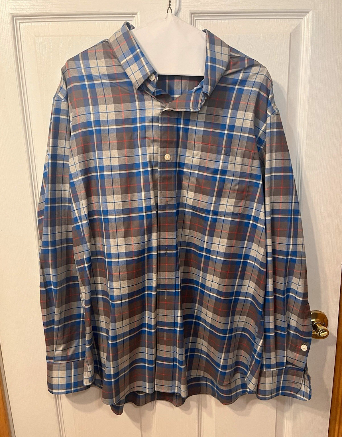 Orvis Plaid Long Sleeve Button-Up Woven Shirt Point Collar Mens L Regular