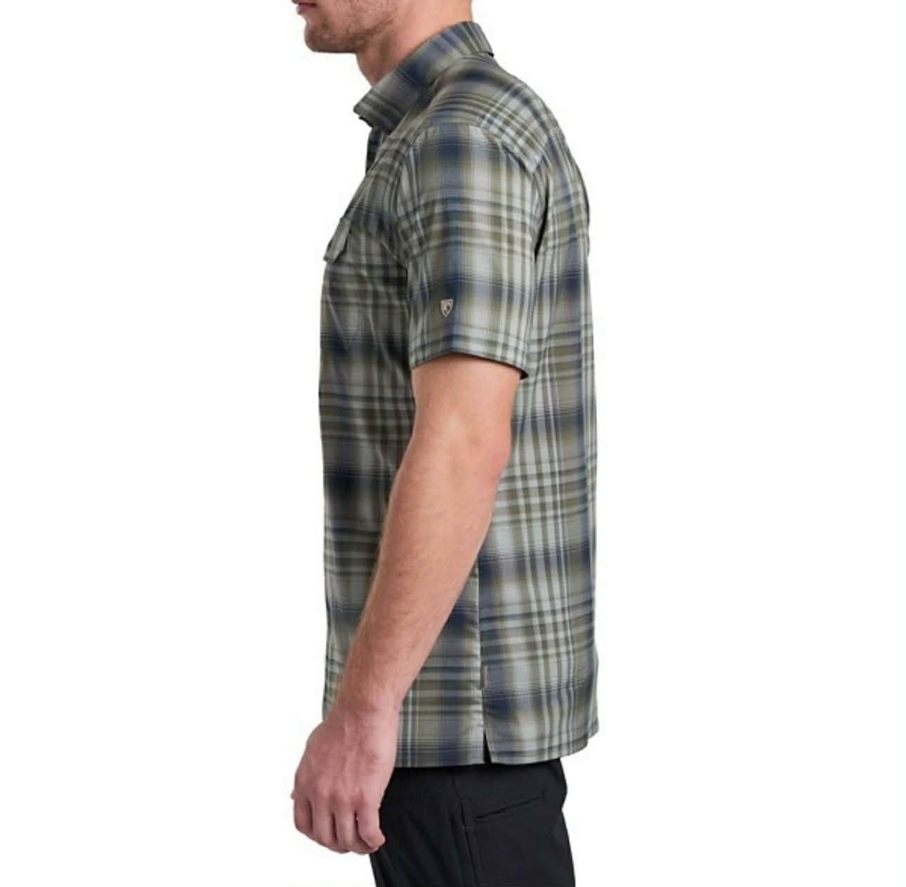 Kuhl Mens Response Green Olive Night Plaid Button Down Shirt Medium Eluxurlite