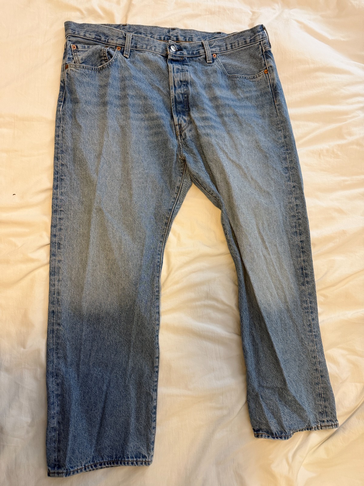 BUNDLE: TWO 42×30 LEVI’S 501 PREMIUM Jeans – Black & Light Wash ; 100% Cotton