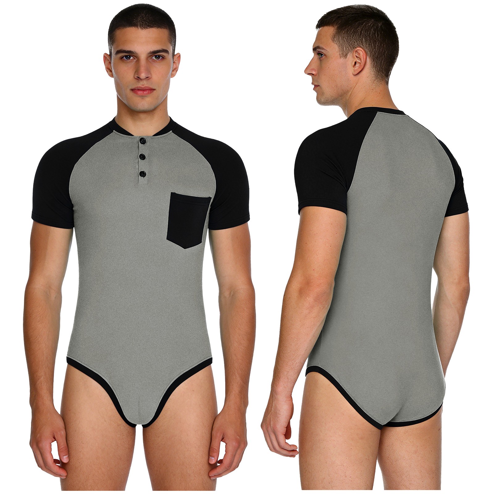 Men Bodysuit Down Jumpsuit Gym Unitard Carnival Romper Opaque Nightwear Tights