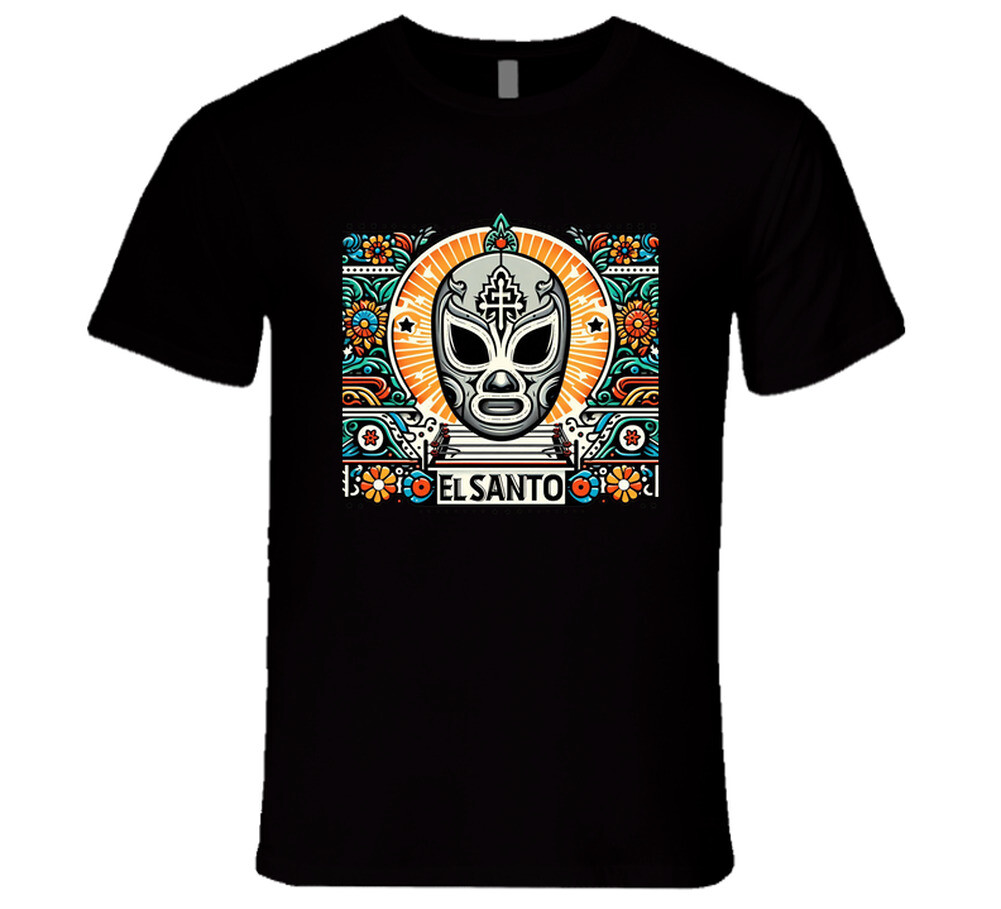 El Santo Mask Mexican Wrestling Legend Tee Enmascarado De Plata Retro T Shirt