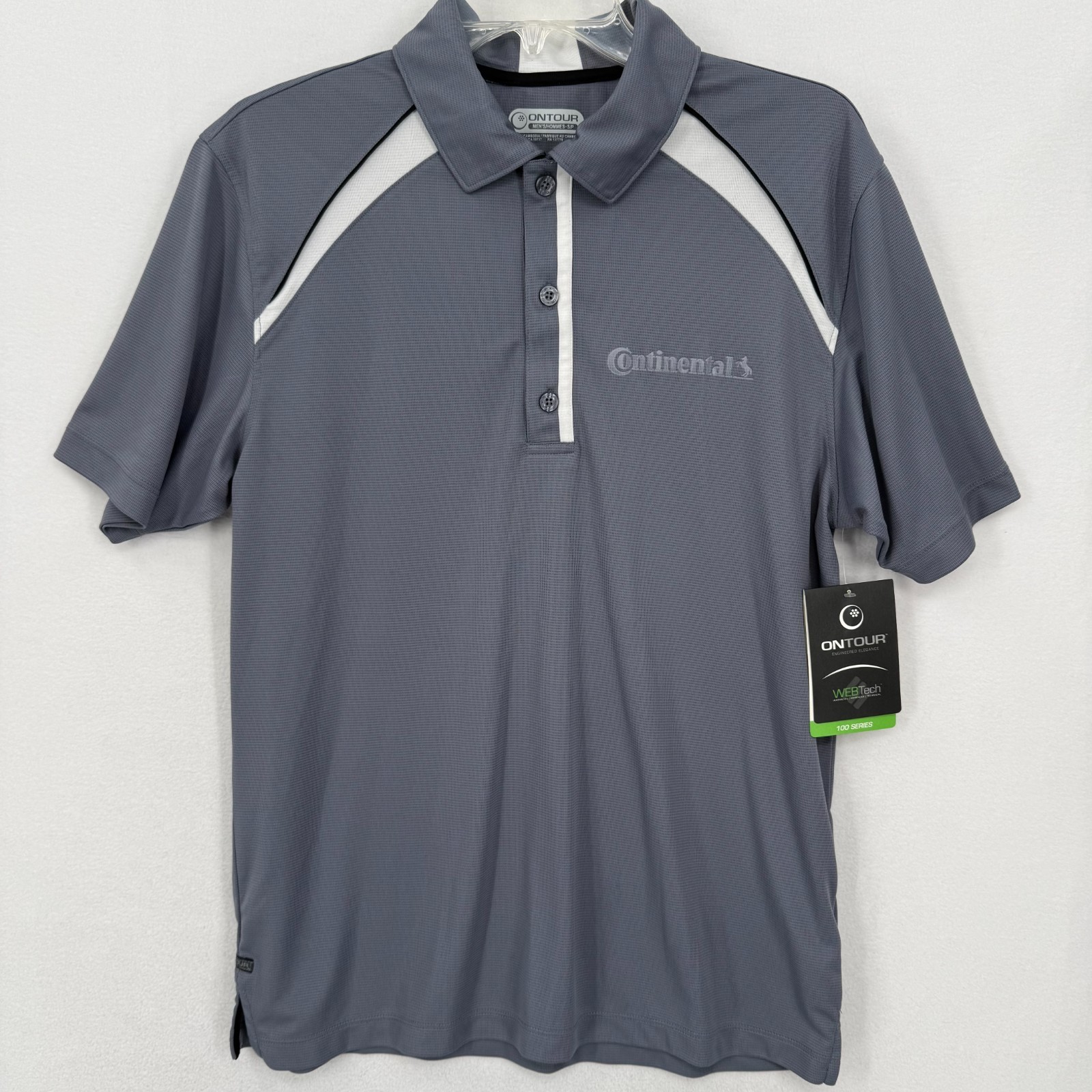 ONTour Men’s S Polo Shirt M Steel Grey Moisture Wicking Continental Tires Logo