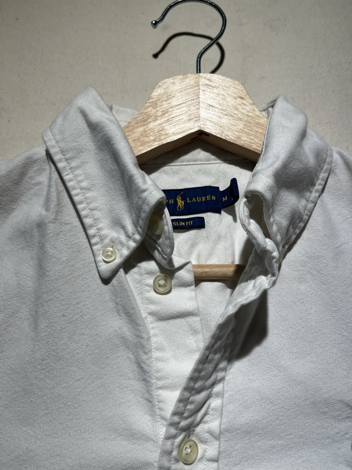 Ralph Lauren Classic Fit Polo Bear Oxford Shirt Mens Medium White Preppy Slim