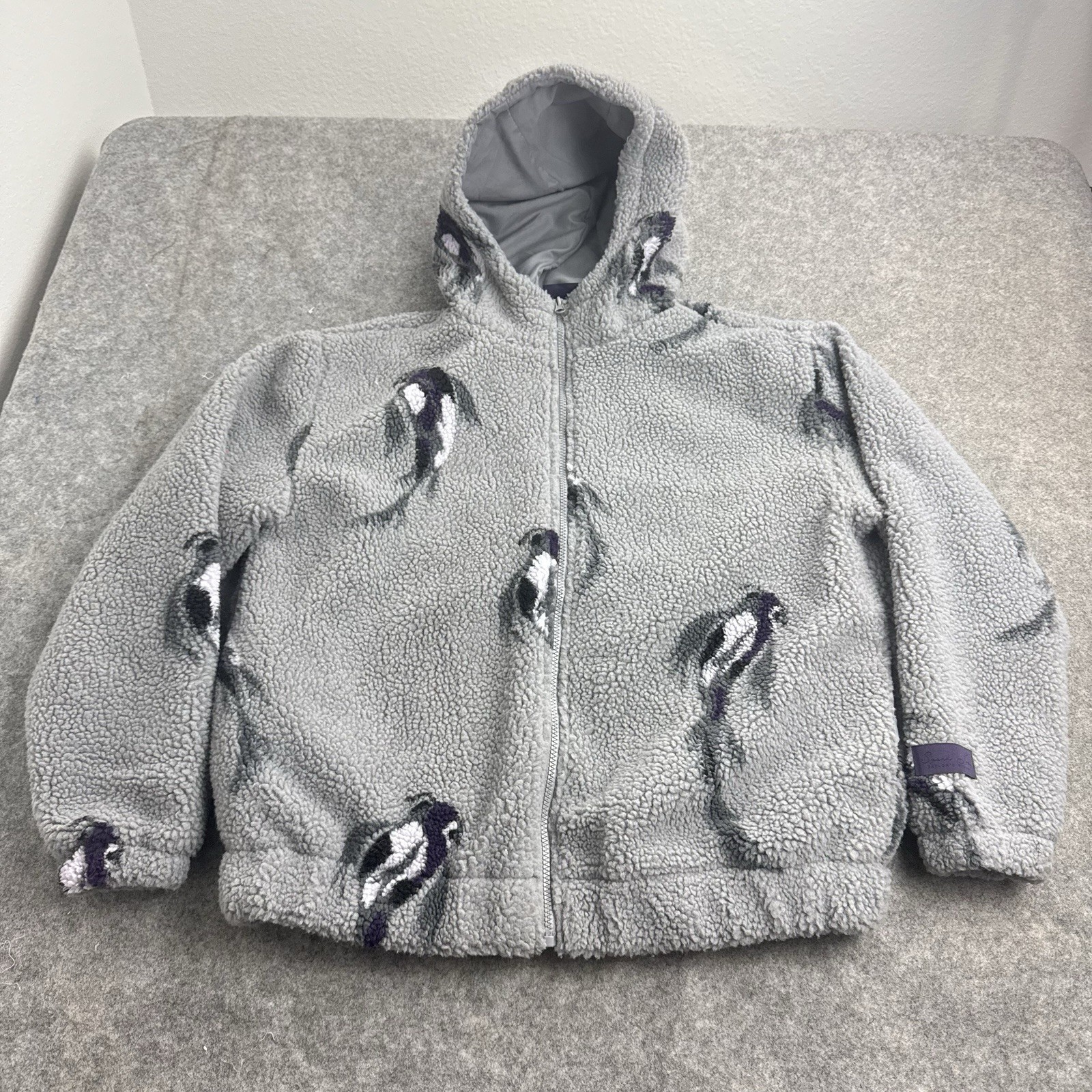Taylor Swift ‘Speak Now’ Jacket Medium Gray Koi Fish Sherpa Fleece Full Zip Hood