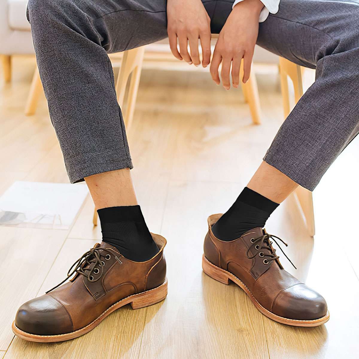 10 Pairs Summer Men Silk Socks Thin Business Ankle Socks Short Leisure US