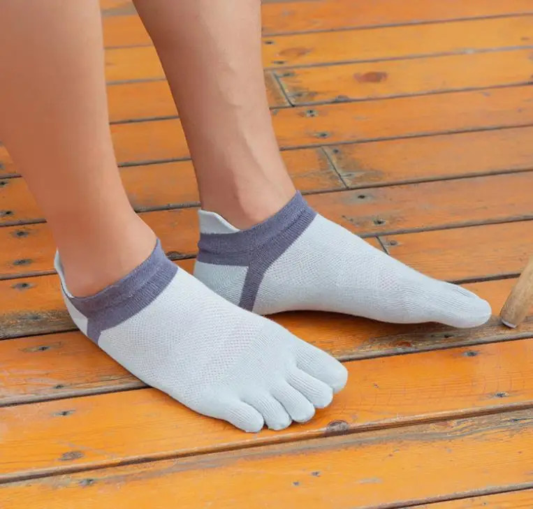 Invisible Sport Socks Toe Cotton Mesh Breathable Solid Simple Sweat-Absorbing Fi