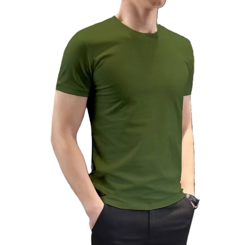 Polyester Mens Slim Fit Tight Fit Shirt T Shirt Pure Solid Color Multiple Size