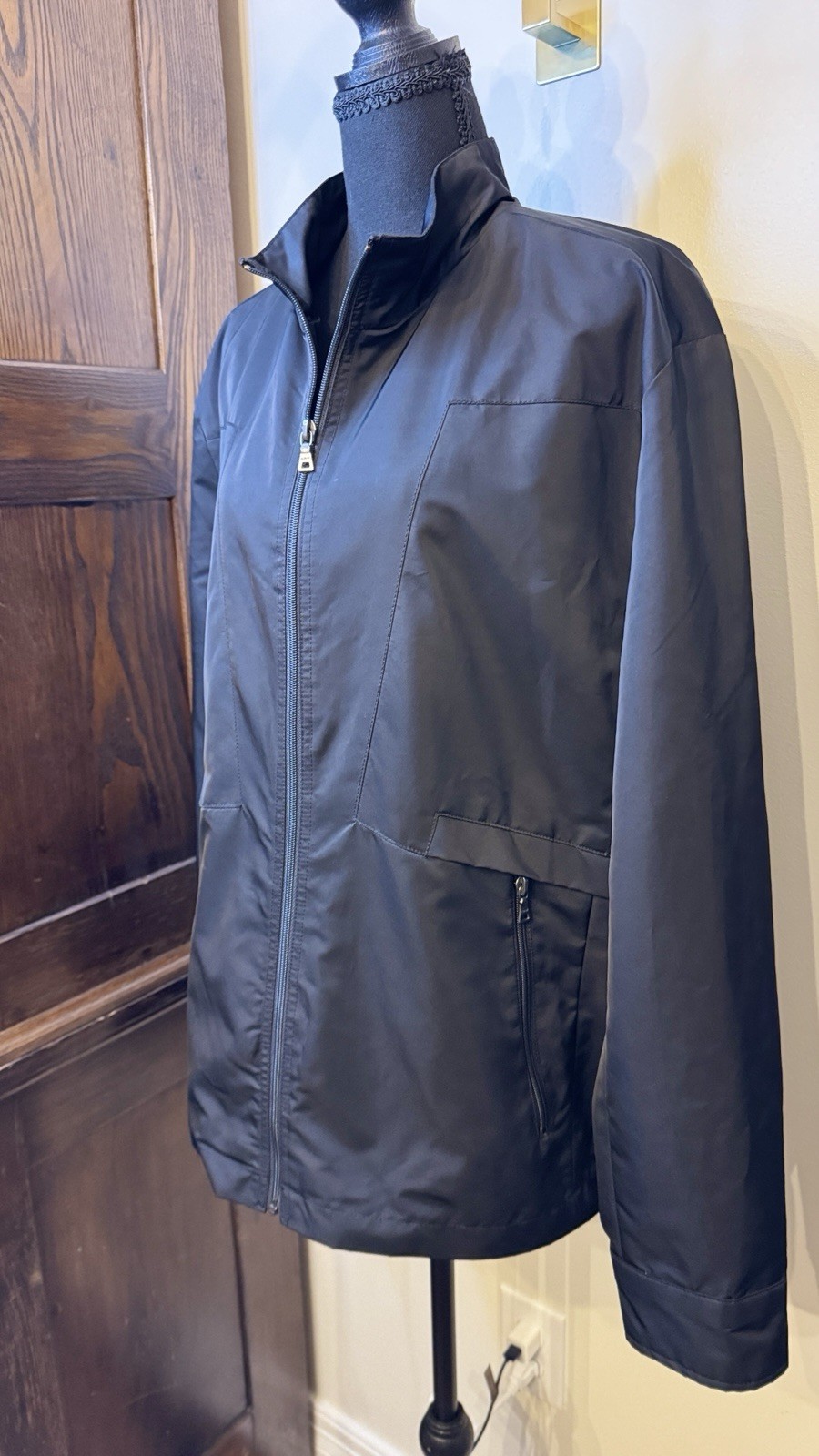 Alfani Men’s Black Lined Full-Zip Jacket, Softshell, Size Medium, Wind Resistant