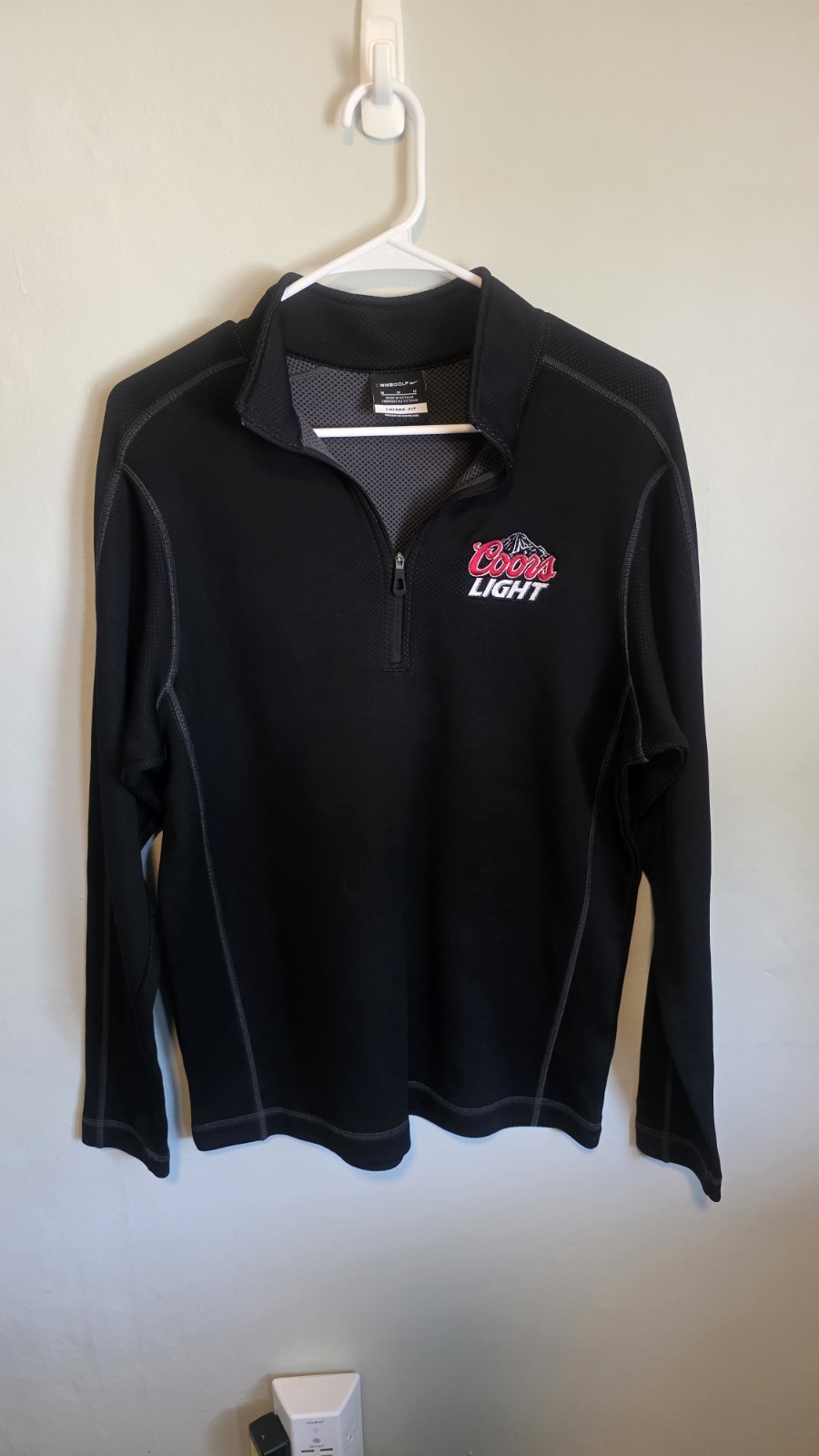 Nike Golf Therma-FIT Mens M Black 1/4 Zip Mock Neck Pullover Coors Logo