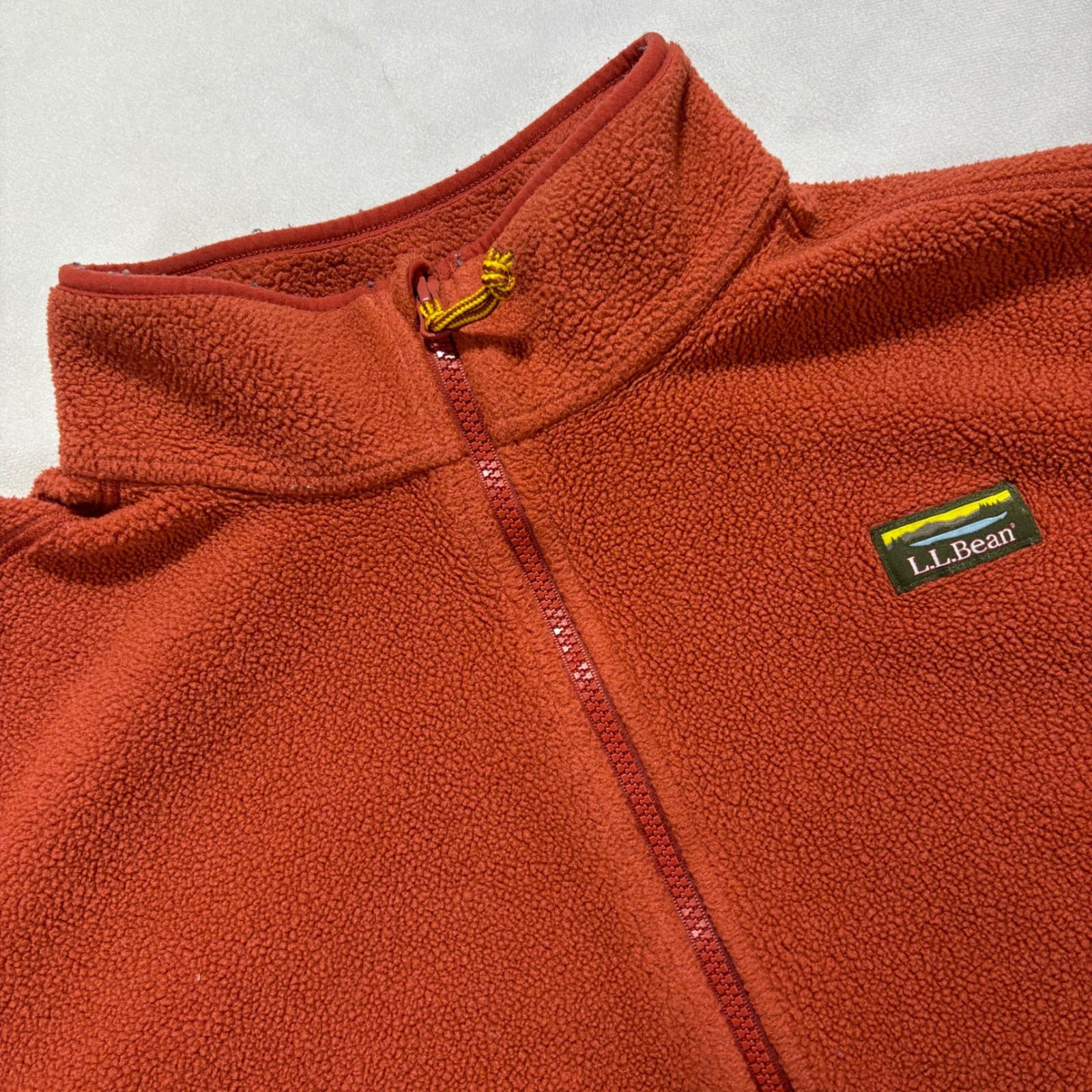 LL Bean Fleece Jacket Mens XL Rust Burnt Orange Full Zip Mountain Classic 504674