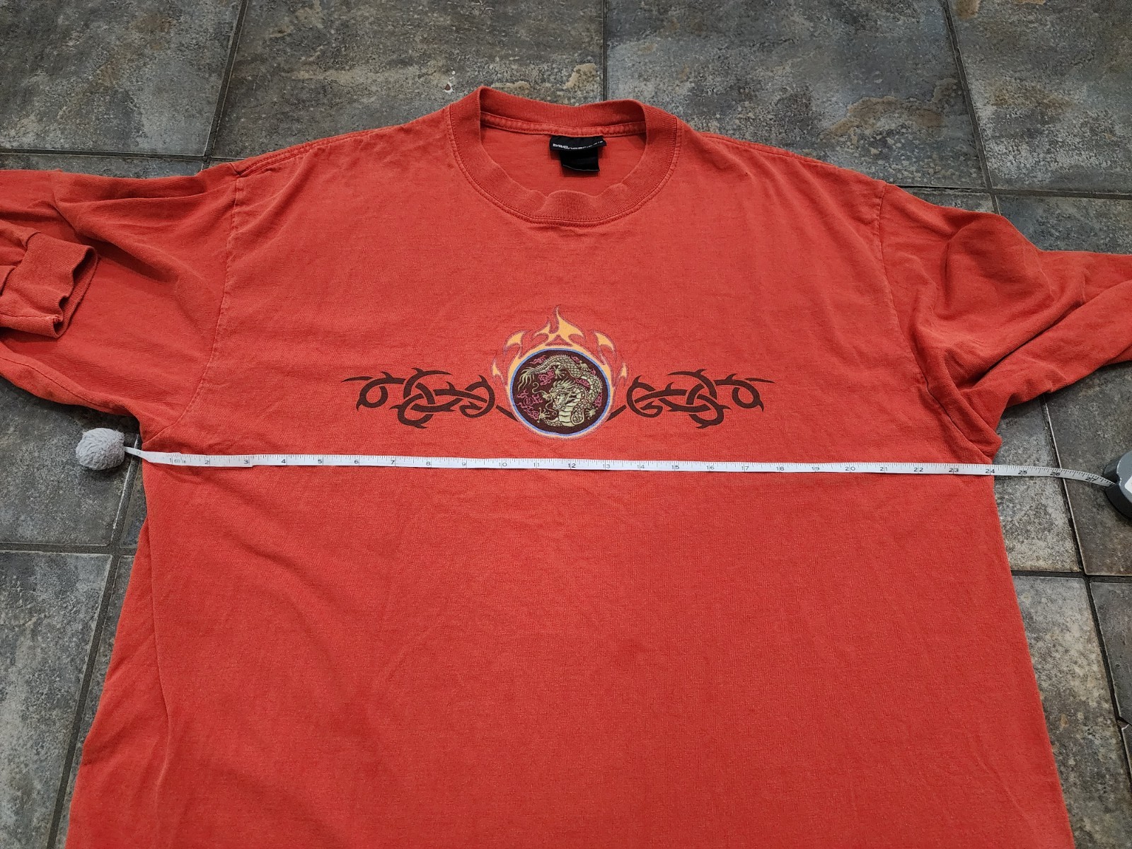 Vintage Y2K No Boundaries Men’s XL Dragon Flame Tribal Long Sleeve T Shirt