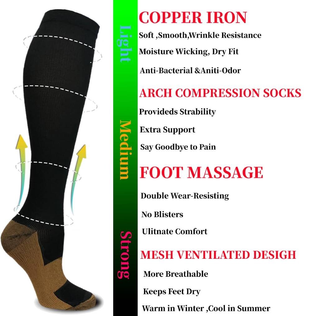 Compression Socks Stockings 15-20mmHg Medical Knee High Mens Women’s Pain Relief