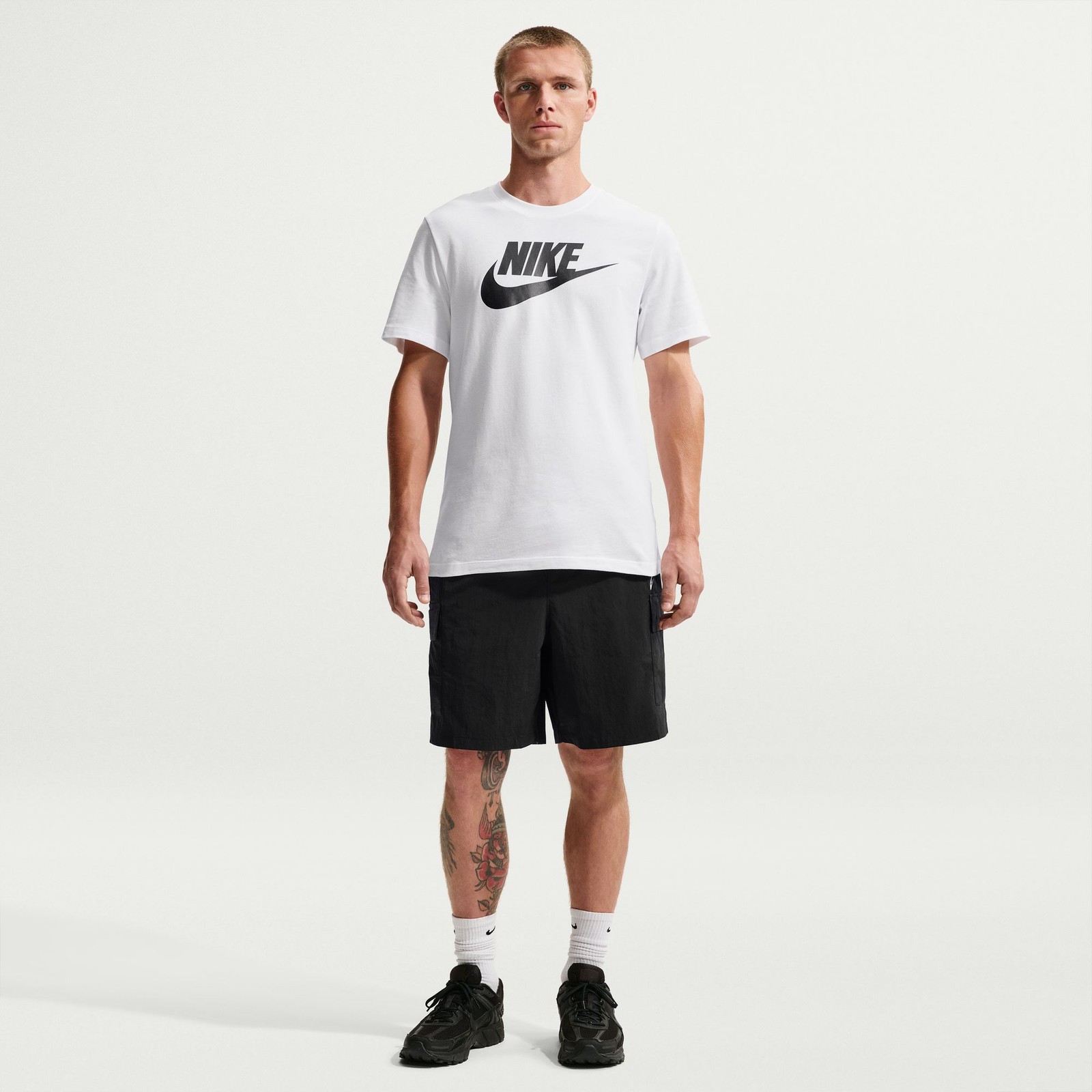 MENS NIKE SPORTSWEAR T-SHIRT AR5004-101 WHITE/BLACK CREW NECK COTTON NEW-SIZE XL