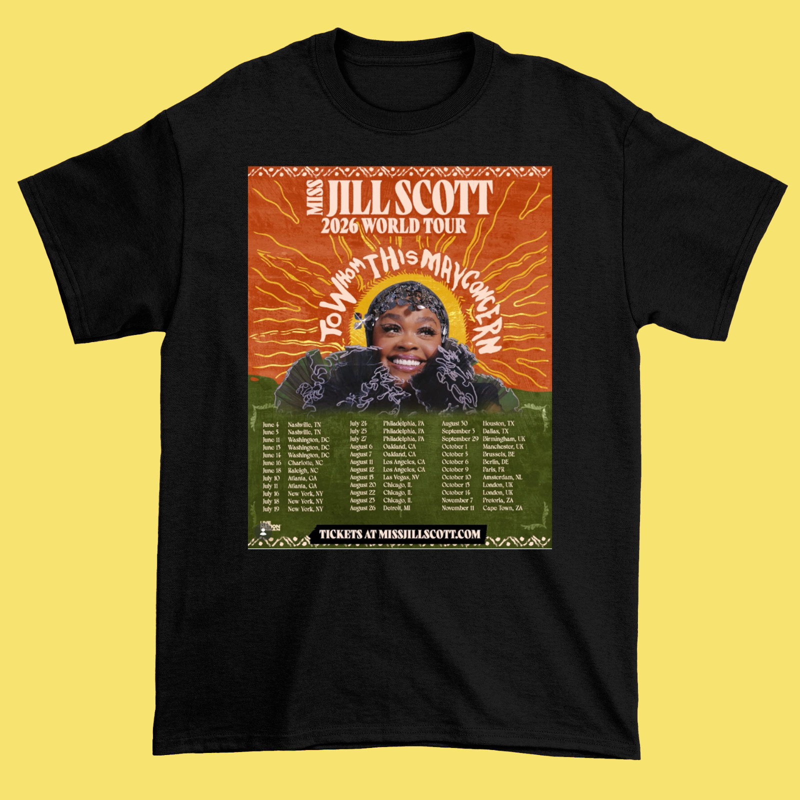 Miss Jill Scott 2026 World Tour shirt Black Full size S-5XL CL564