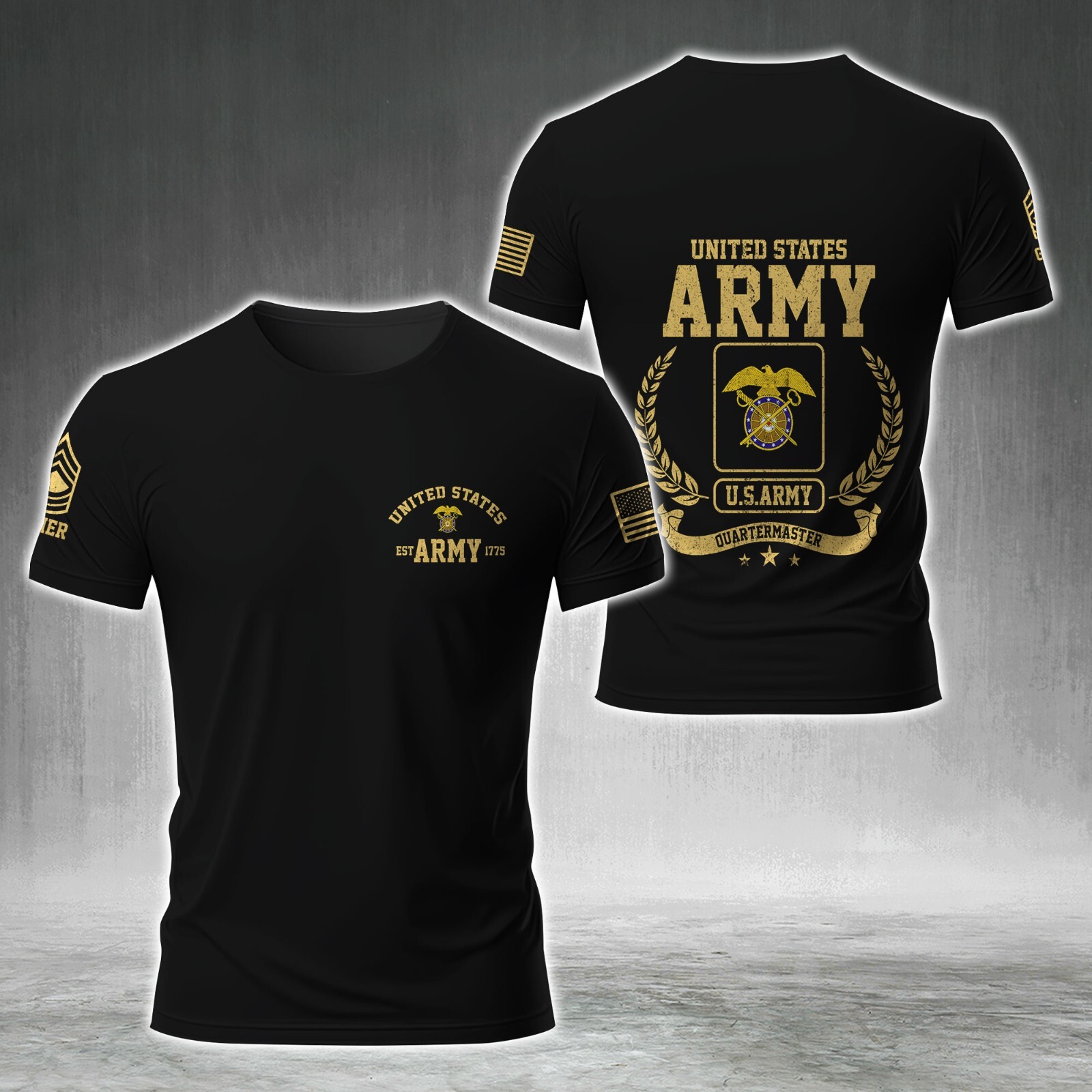 Custom Name Military Quartermaster-EST-Army-1775 AOP 3D shirt Full Size S-5XL