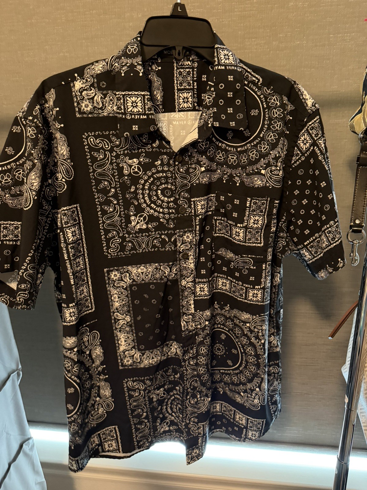 MCEDAR Men’s Button Up Tribal Hawaiian Shirt Mens Black Lightweight Short Sleeve