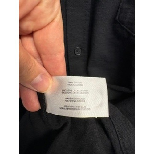 Gap Mens Short Sleeve Button Down Shirt Charcoal Black Cotton Slub Jersey Large
