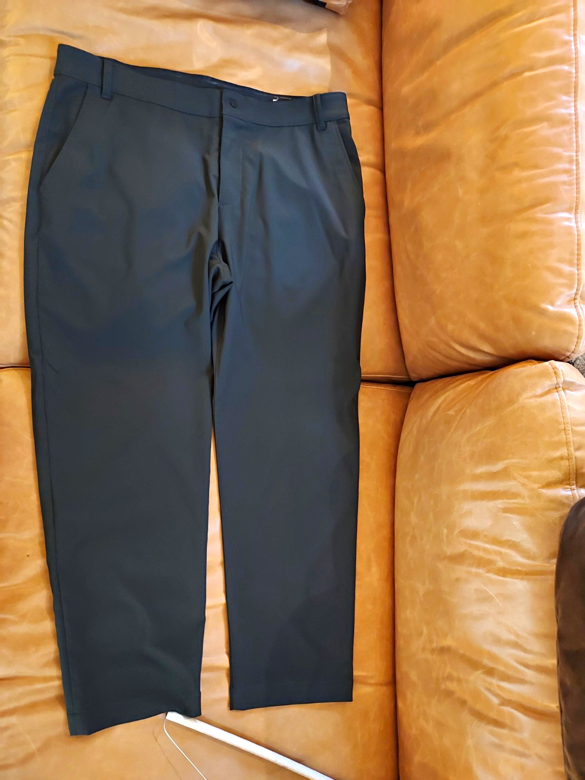Nike Men’s Gray Solid Flat Front Casual Dress Pants Regular Fit Logo 36W