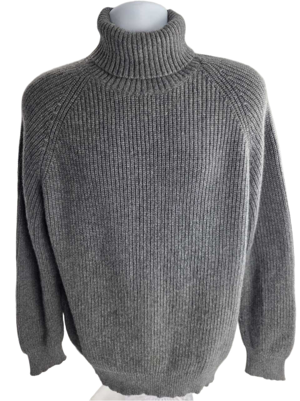 Ballantyne Cashmere Rib Knit Raw Diamond Thick Turtleneck Sweater Scotland 52 L
