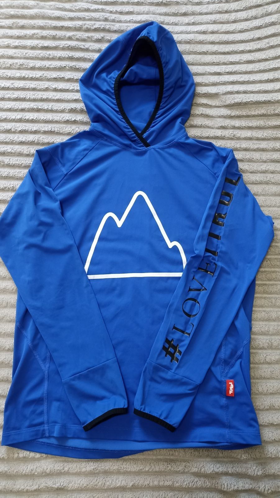 Fischer #LoveTirol Performance Hoodie Men’s S Blue Stretch Ski Running Outdoor