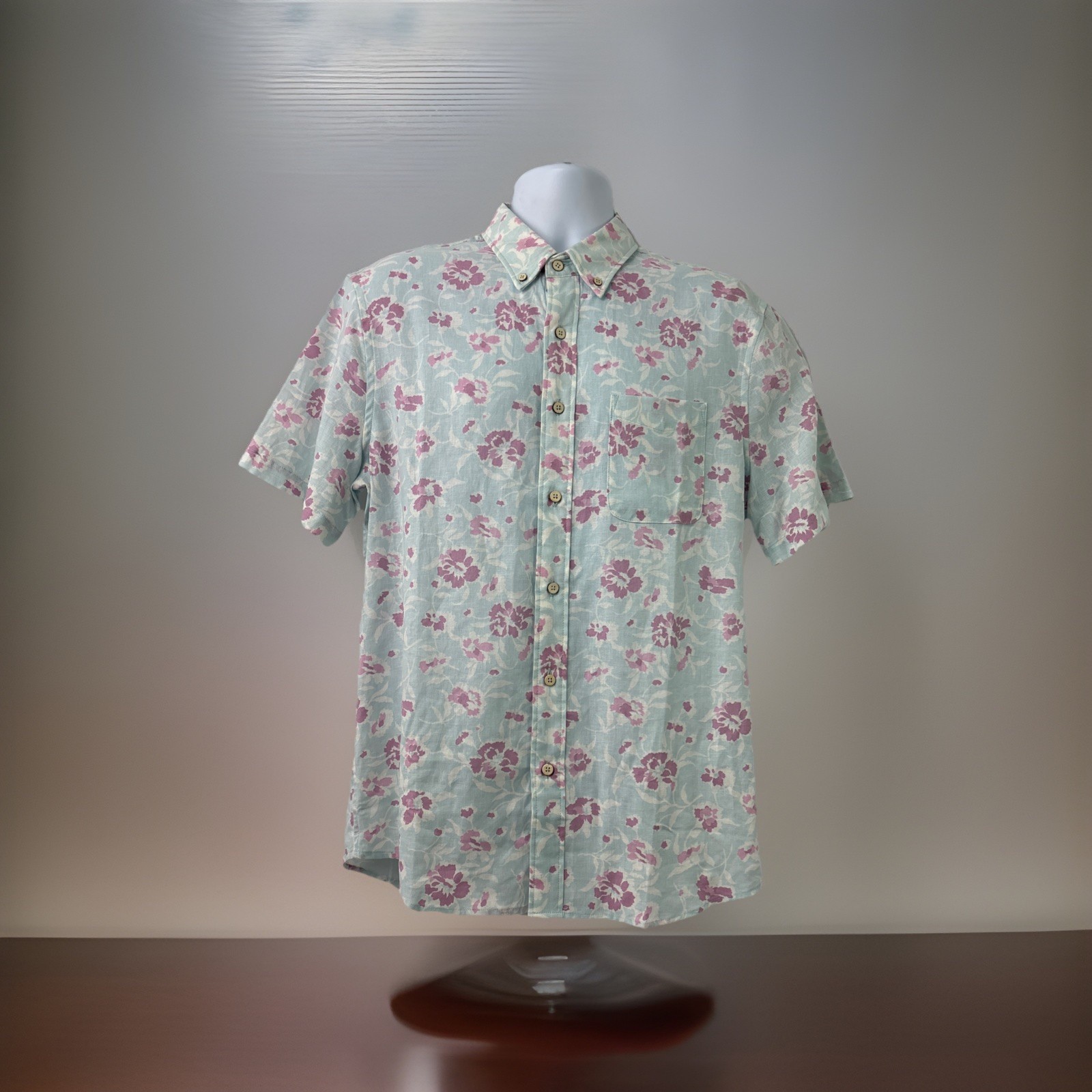 Faherty Breeze Sport Shirt Short Sleeve Clear Water Blossom Size Large $158