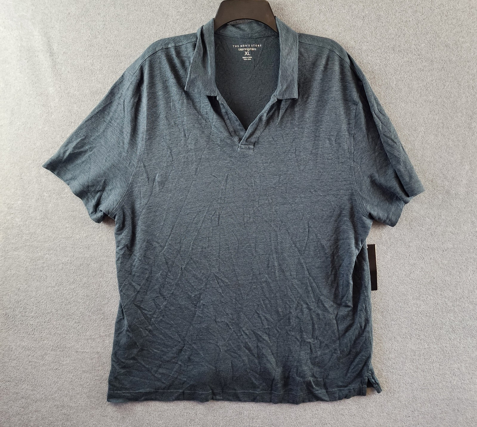 The Men’s Store at Bloomingdale’s Johnny Collar Linen Polo XL Dark Slate S/S