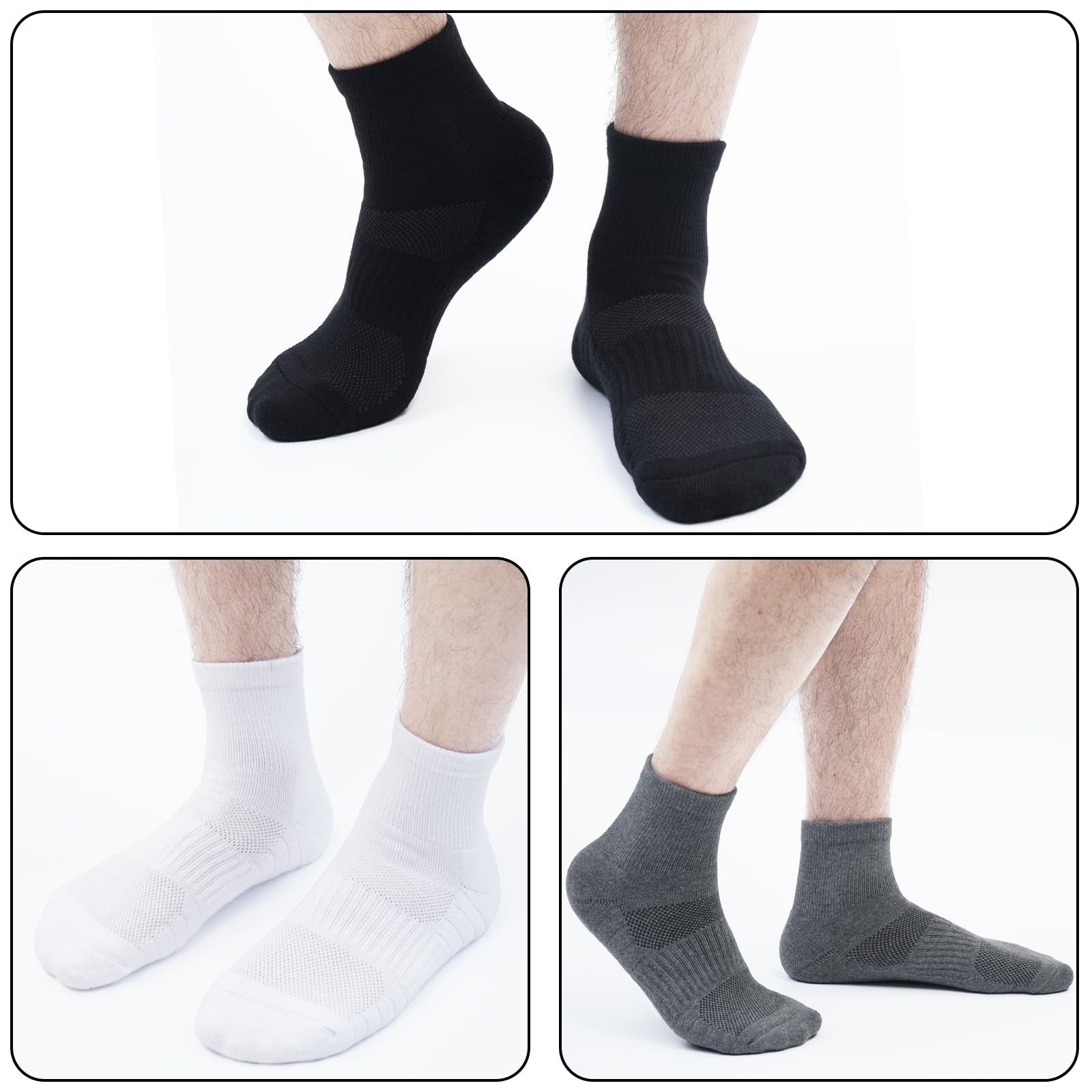 Mens 100% Cotton Cushioned Ankle Socks, Moisture Wicking Breathable Athletic …