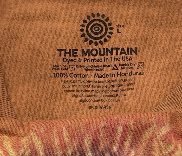 The Mountain Tie Dye Mushroom Classic Cotton T-Shirt Sz L Mens Hippie Festival