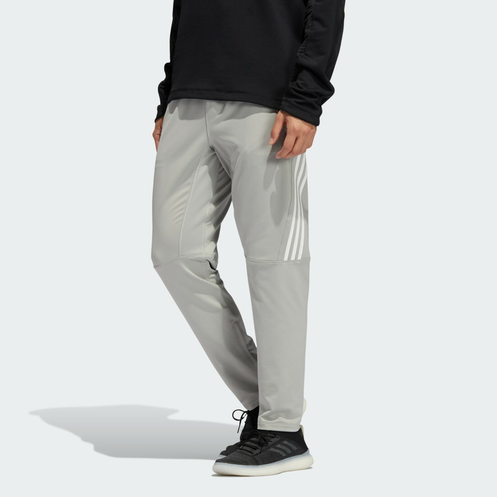 adidas Men’s AEROREADY 3-Stripes Cold Weather Knit Fleece Track Pants Metal Grey