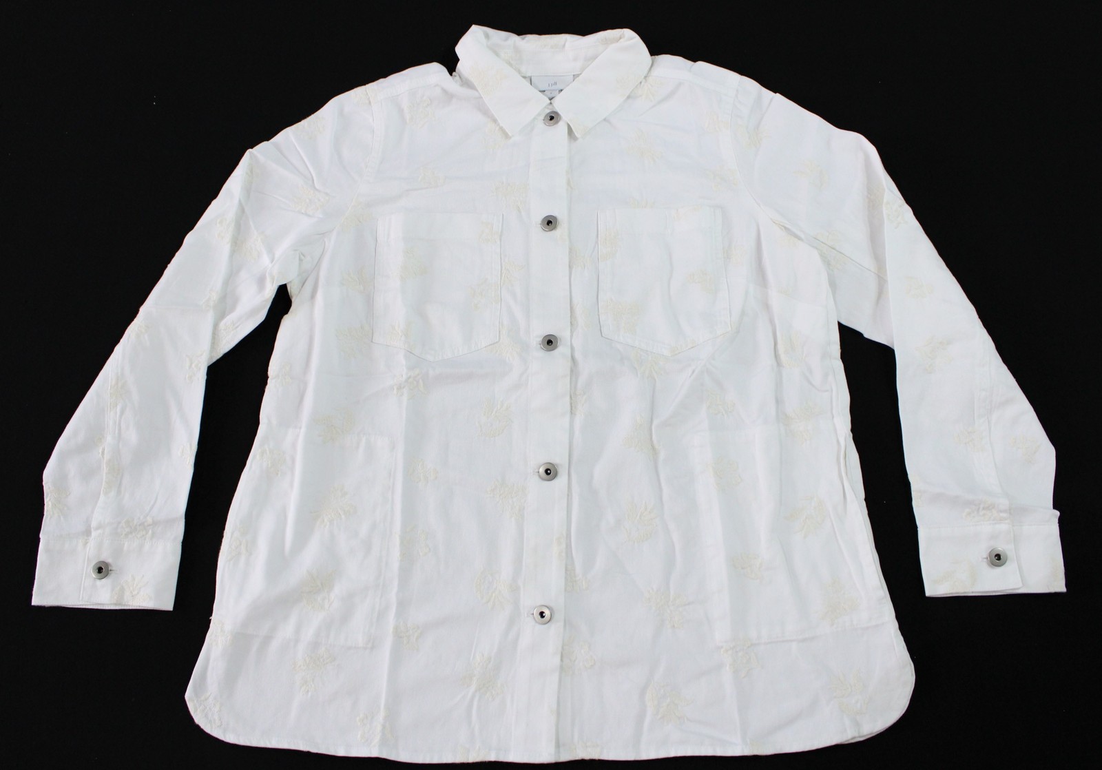 J. Jill Women’s Embroidered Patch-Pocket Jacket AR8 White Multi Medium NWT