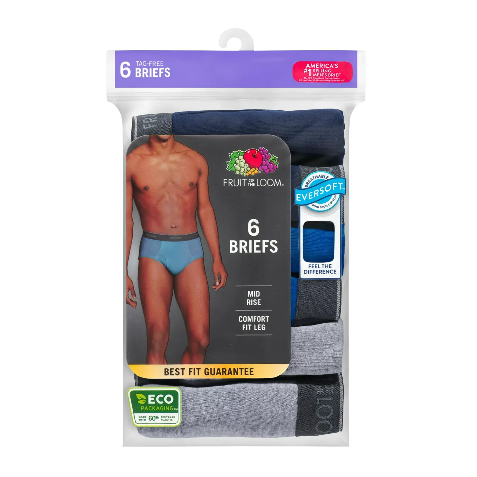 Fashionably Comfortable 3 or 6-Pack of Fruit of the Loom Men’s Briefs Underwear