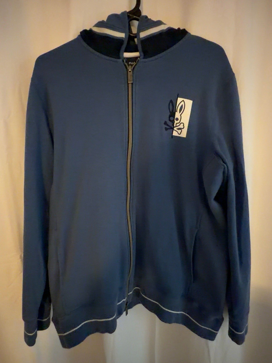 Psycho Bunny Dovedale Full Zip Hoodie Men’s Large Blue Split Bunny B6H204N1FT