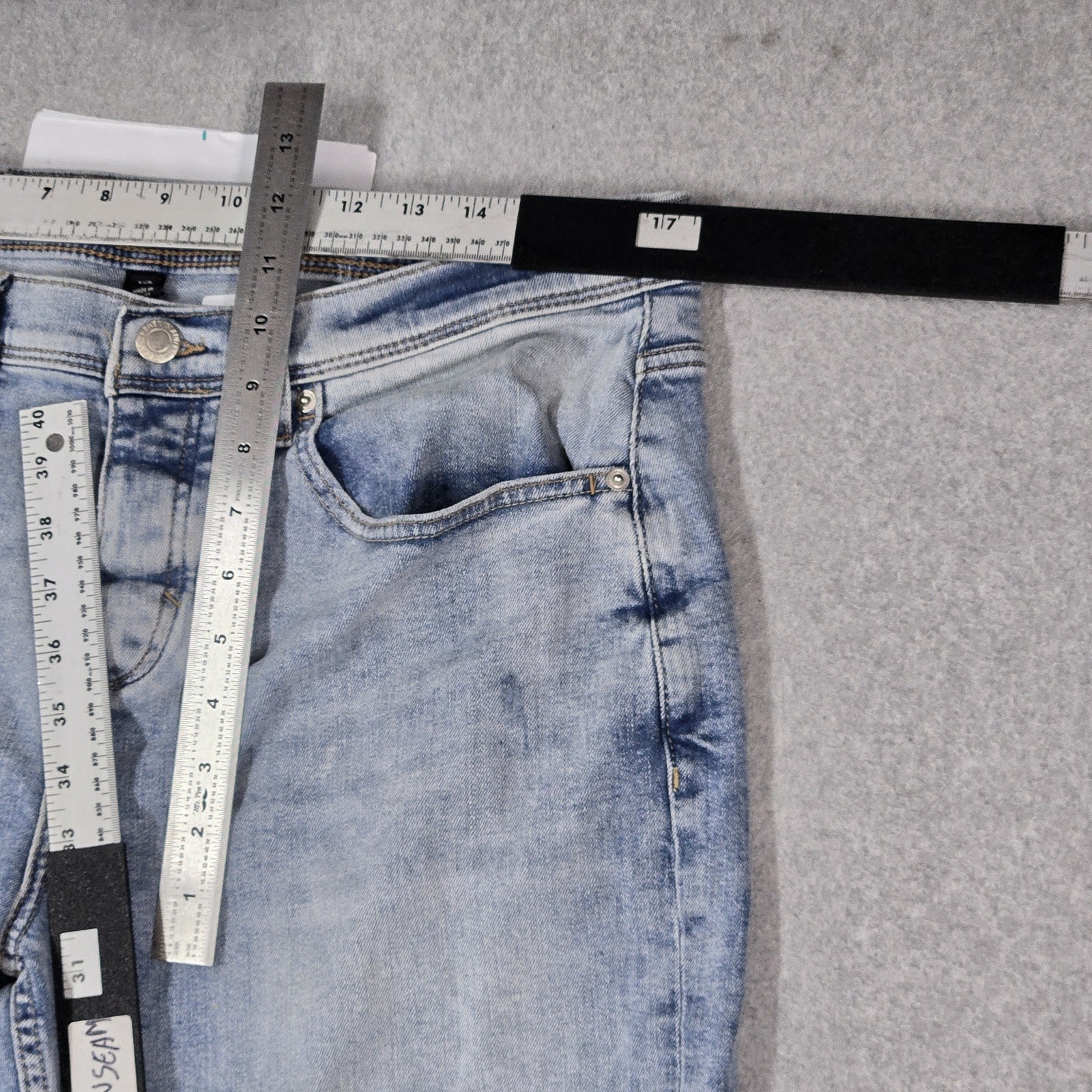 River Island Men Jeans US 34×34 Light Blue Denim Straight Dean 31″ Inseam