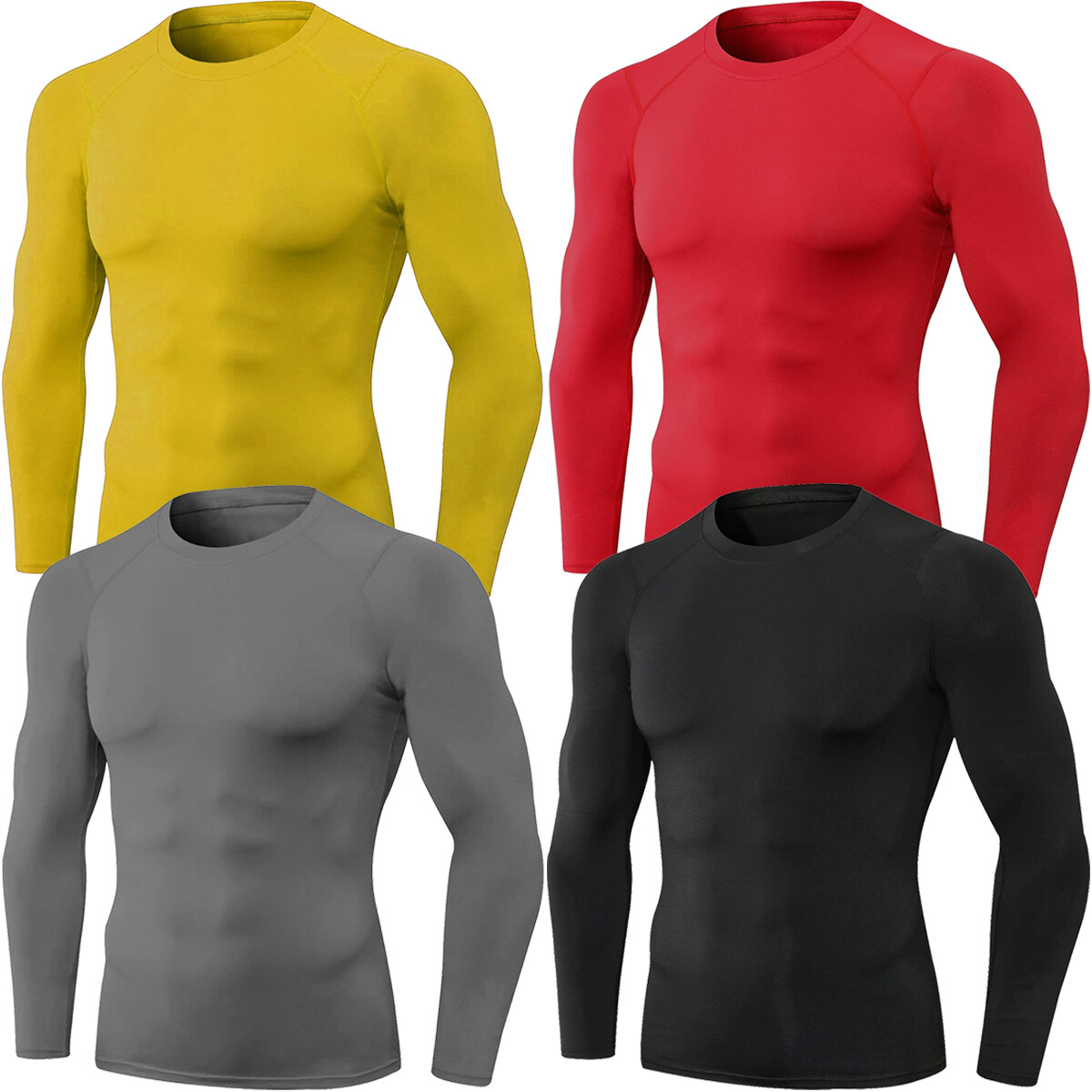 Men’s UPF 50+ UV Sun Protection Long Sleeve Compression Athletic Workout Shirts