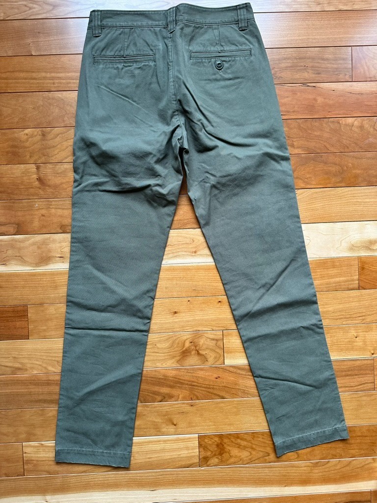 LL Bean Signature Mens Slim Straight Fit Olive Green Cotton Chino Pants 30×32
