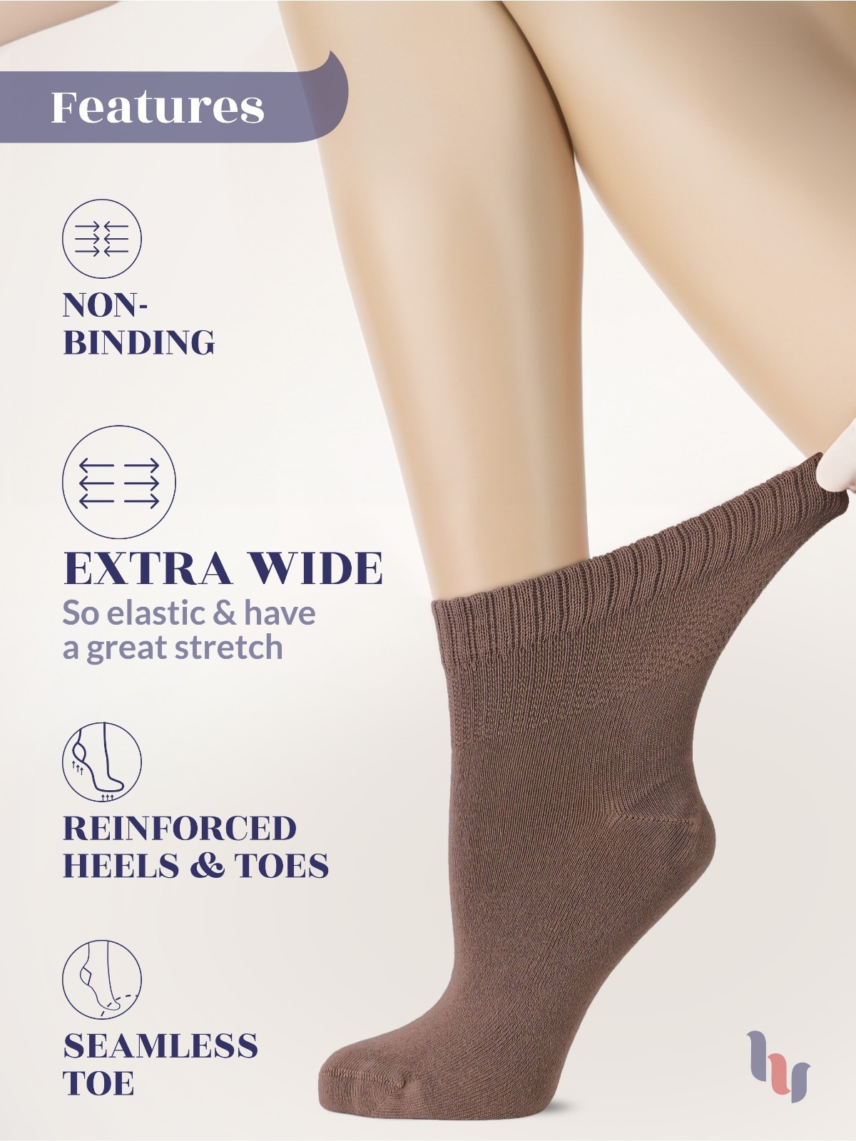 Hugh Ugoli Soft Bamboo Socks for Women, Everyday Use, 3-5 Pairs, Size 6-12