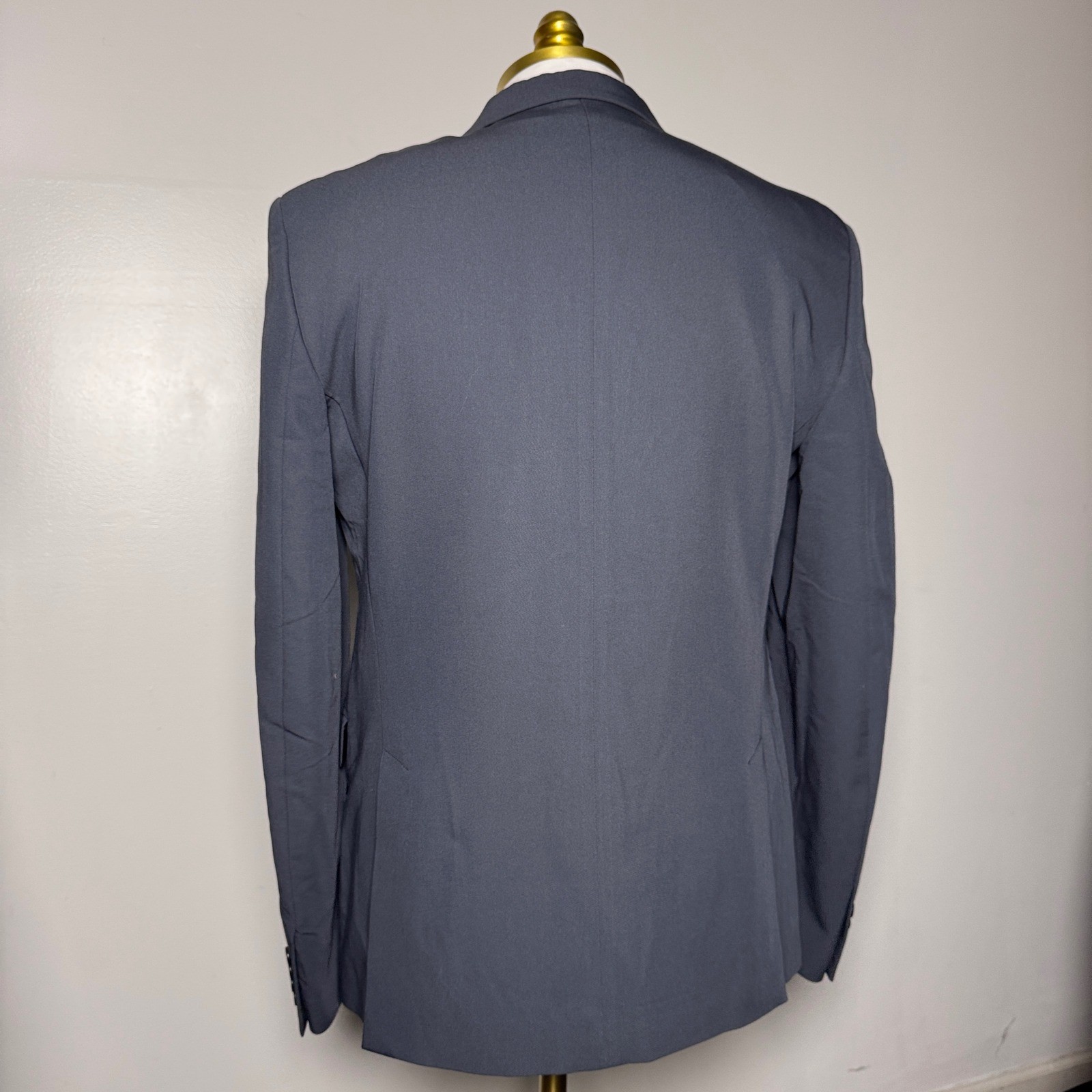 Zara Slim Tailoring Suit Mens 42R 35W Grey Solid Stretch 2-Button Notch Lapel