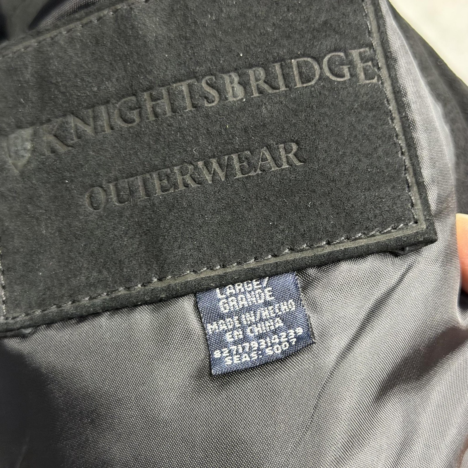 Knightsbridge Outerwear Jacket Mens Large Black Leather Zip Lined Insulated