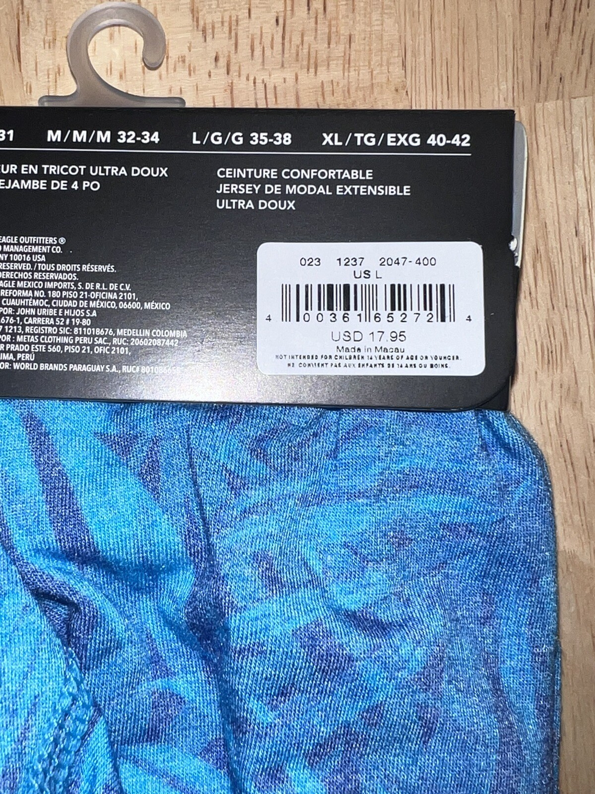 LARGE AMERICAN EAGLE ULTRA SOFT LEAF PRINT BLUE BOXER BNWTS