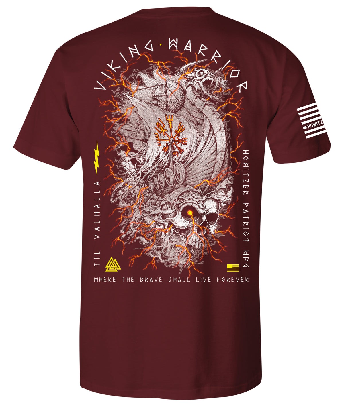Warrior Ship Military T-Shirt Patriot USA Freedom Graphic Tee