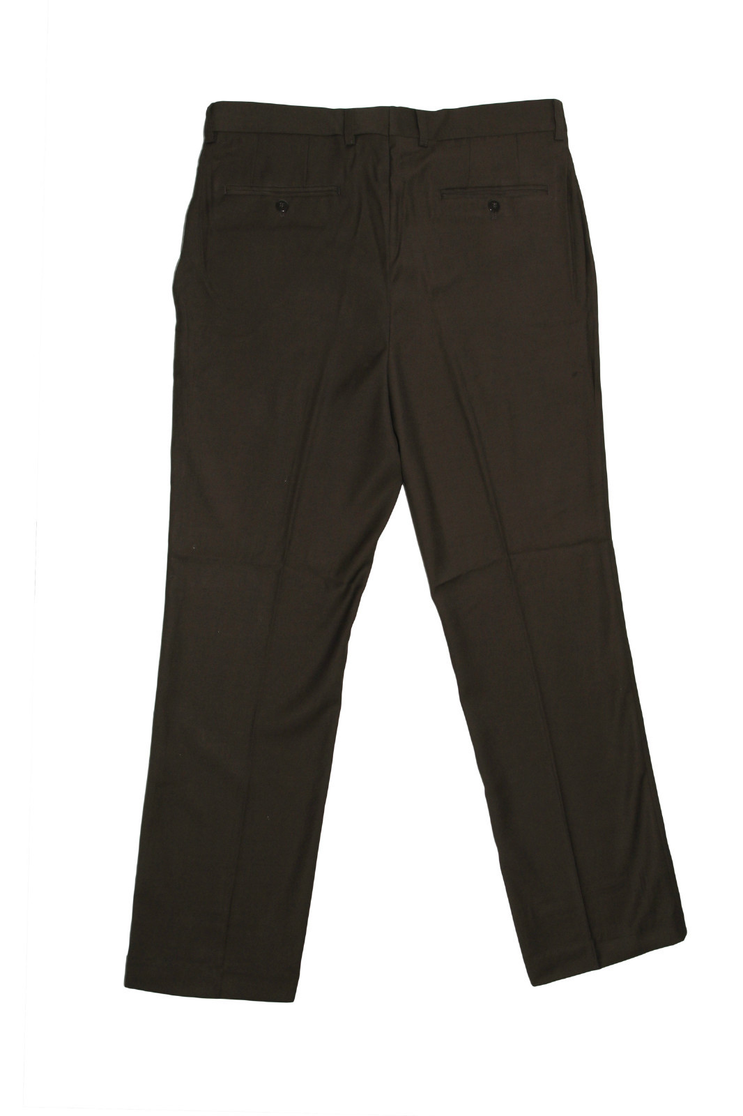 Mens Brown Poly Rayon Dress Pants ZRA Slacks Flat Front Trousers Sizes 28 to 52