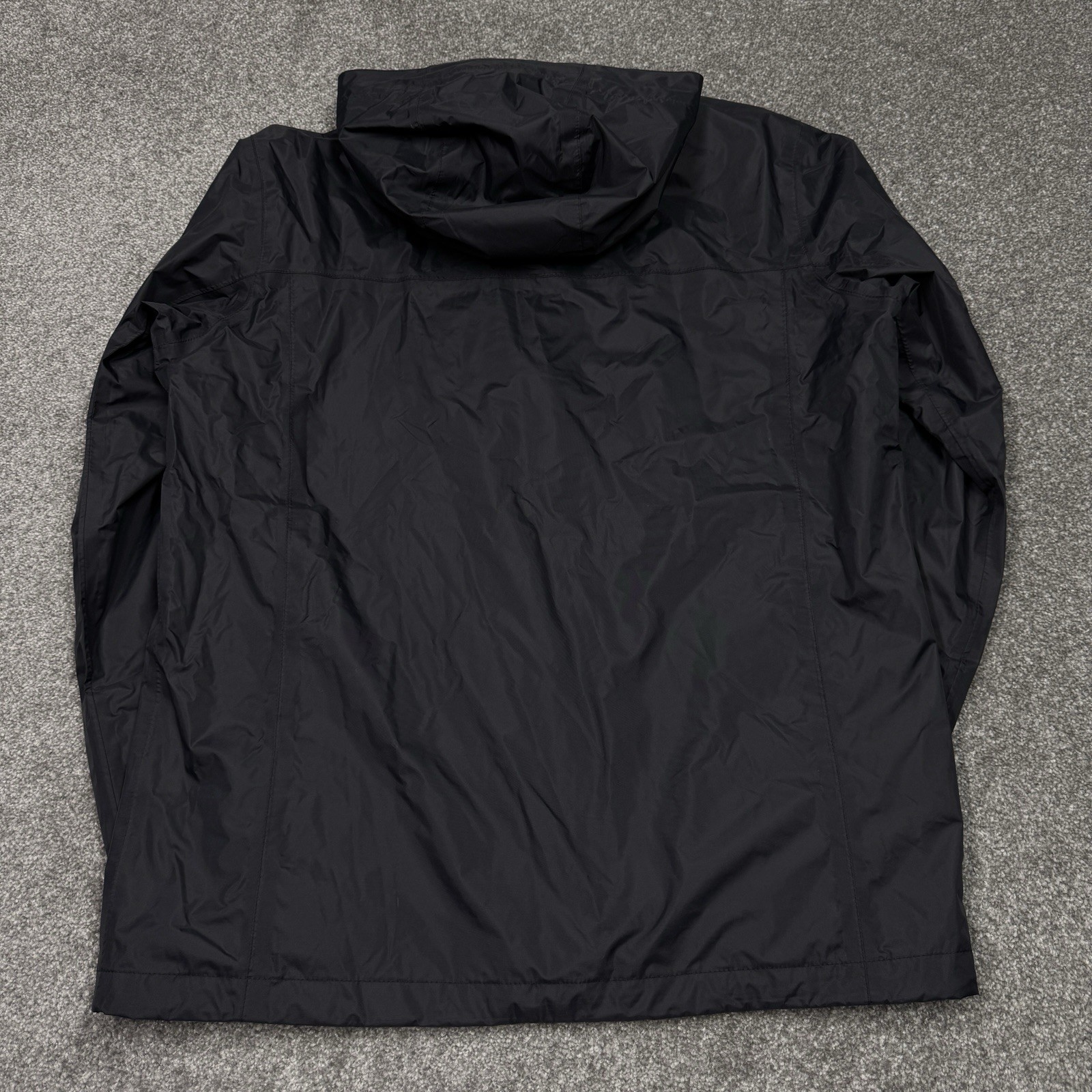 Columbia Jacket Men Medium Black Windbreaker Hike Hood Rain Coat Zip Up